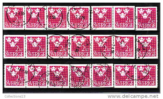 SUEDE - 340A Oblitéré (21 Timbres) Cote 3,15 Euros Depart à 10% - Used Stamps