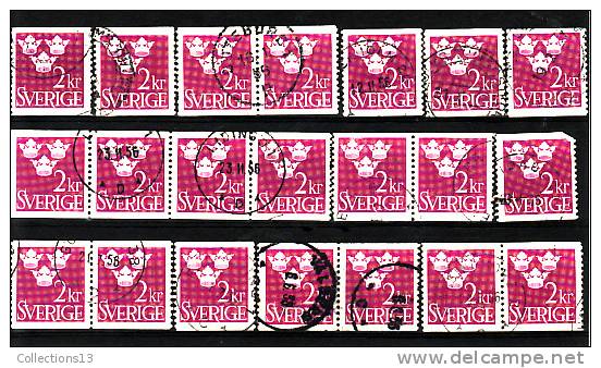 SUEDE - 340A Oblitéré (21 Timbres) Cote 3,15 Euros Depart à 10% - Used Stamps