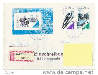 D.D.R./EAST-GERMANY: 1988 : Y.2754,56 + BF 89 : Trav. Letter : WINTER OLYMPICS,CALGARY 1988,SLEIGH,BOBSLEIGH,SKI-JUMPING - Hiver 1988: Calgary