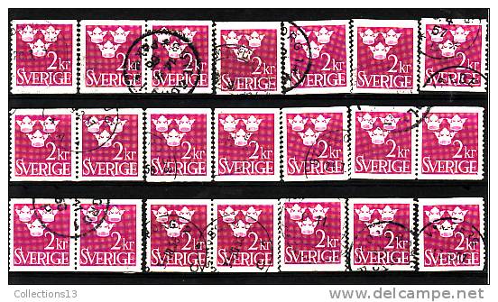 SUEDE - 340A Oblitéré (21 Timbres) Cote 3,15 Euros Depart à 10% - Used Stamps