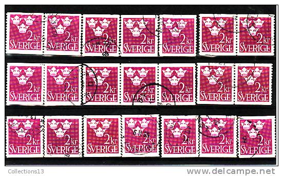 SUEDE - 340A Oblitéré (21 Timbres) Cote 3,15 Euros Depart à 10% - Used Stamps