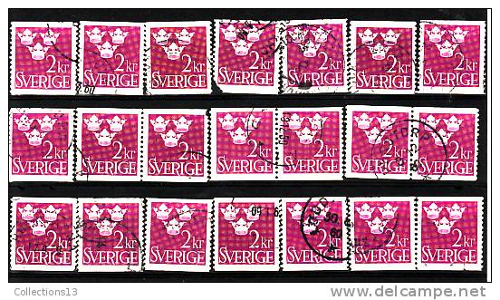 SUEDE - 340A Oblitéré (21 Timbres) Cote 3,15 Euros Depart à 10% - Used Stamps