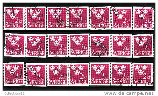 SUEDE - 340A Oblitéré (21 Timbres) Cote 3,15 Euros Depart à 10% - Used Stamps