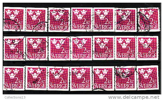 SUEDE - 340A Oblitéré (21 Timbres) Cote 3,15 Euros Depart à 10% - Used Stamps