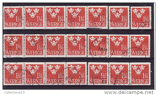 SUEDE - 339B Oblitéré (21 Timbres) Cote 3,15 Euros Depart à 10% - Used Stamps