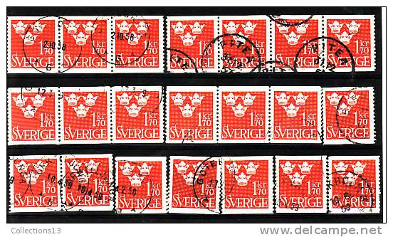 SUEDE - 339B Oblitéré (21 Timbres) Cote 3,15 Euros Depart à 10% - Used Stamps