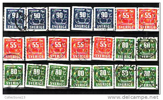 SUEDE - Type "Hallistningar" - 59 Timbres Cote 11,65 Euros Depart à 10% - Used Stamps