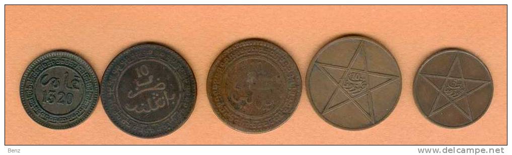 MAROC LOT 5 PIECES 5 ET 10 MOUZOUNAS ENTRE AH1320 Et 1340 Voir Détails - Marruecos