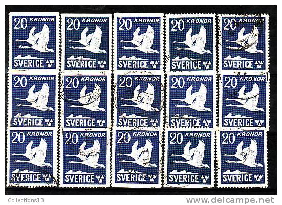 SUEDE - PA 7a Oblitéré (15 Timbres) Cote 15 Euros Depart à 10% - Used Stamps