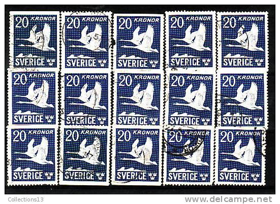 SUEDE - PA 7a Oblitéré (15 Timbres) Cote 15 Euros Depart à 10% - Used Stamps