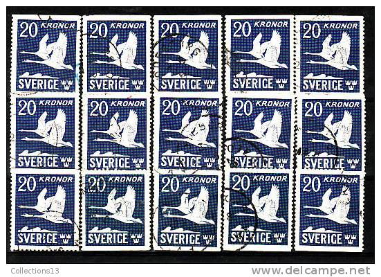 SUEDE - PA 7a Oblitéré (15 Timbres) Cote 15 Euros Depart à 10% - Used Stamps