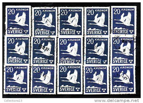 SUEDE - PA 7a Oblitéré (15 Timbres) Cote 15 Euros Depart à 10% - Used Stamps