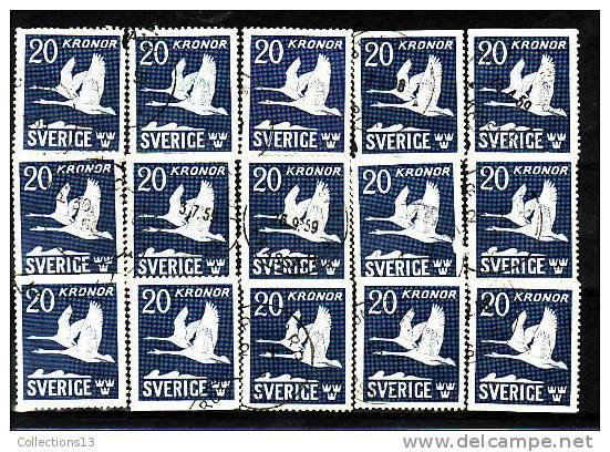 SUEDE - PA 7a Oblitéré (15 Timbres) Cote 15 Euros Depart à 10% - Used Stamps