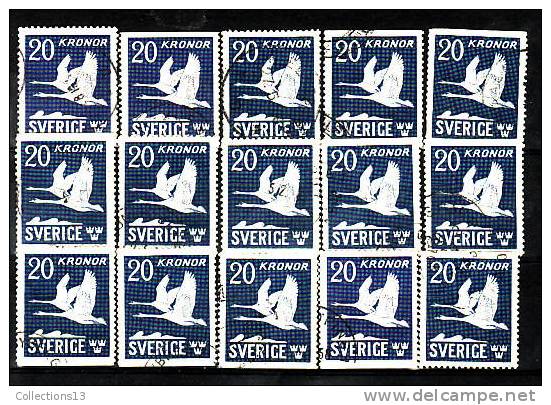 SUEDE - PA 7a Oblitéré (15 Timbres) Cote 15 Euros Depart à 10% - Used Stamps