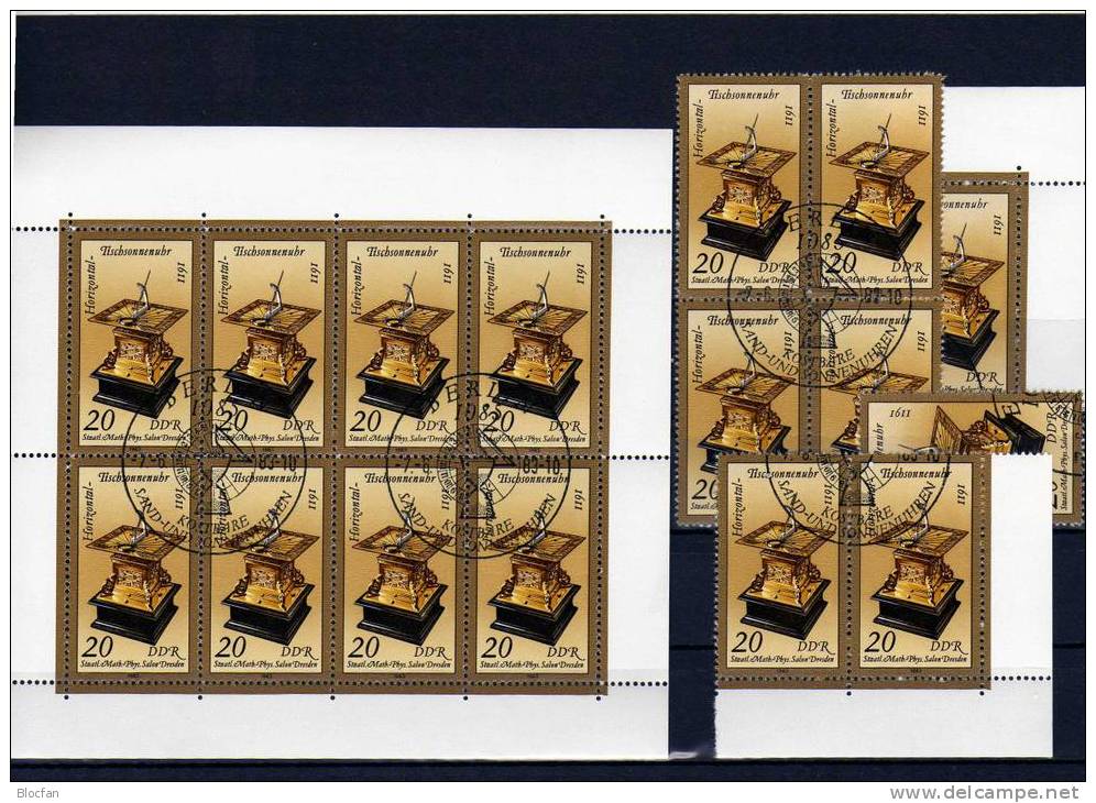DDR 1983 Sonnenuhren Kleinbogen I Plus 4-Block 2798 I Auf Feld 7 Teilauflage ESST 124€ Error On Stamps Se-tenant Germany - Errors & Oddities
