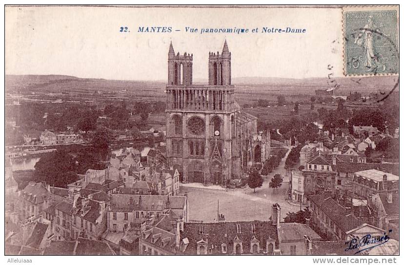 CPA Belle Carte Postale FRANCE Mantes Vue Panoramique Et Notre Dame - TBE - Mantes La Ville