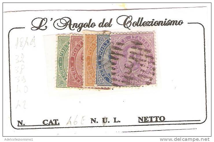 6101)1879 Umberto I° 5v. Da 5+10+20+25+50c. Usati - Usati