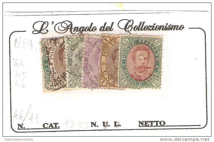 6104)1889 Umberto I° 5v. Da 5+40+45+60c+1+5£. Usati  Serie Completa - Gebraucht