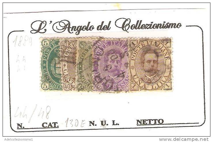 6105)1889 Umberto I° 5v. Da 5+40+45+60c+1£. Usati - Oblitérés