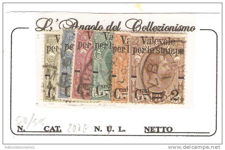 6109)1889 Pacchi Postali Soprastampati 2c. Serie Completa  Usata - Oblitérés