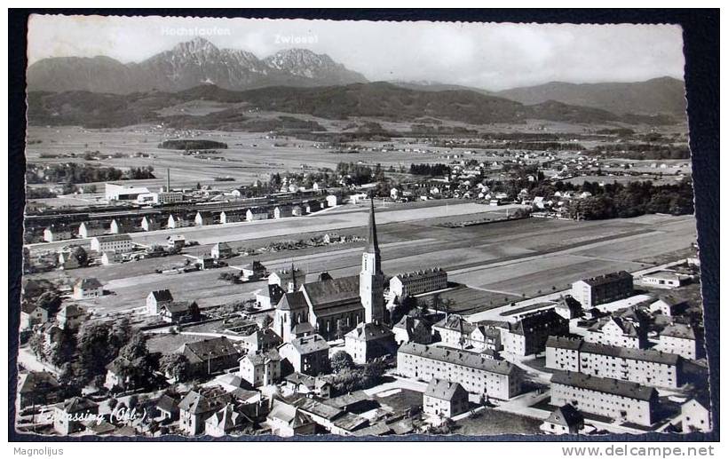 Germany,Freilassing,Town View,Total,Church,Factory,Fields,Original Photo,postcard - Freilassing