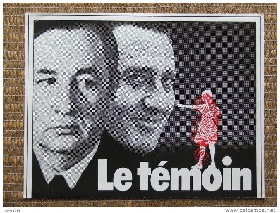 PLAQUETTE - FILM - LE TEMOIN - JEAN PIERRE MOCKY - PHILIPPE NOIRET - Cinema Advertisement