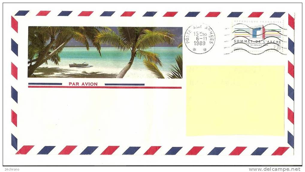 Polynésie Française: Lettre Par Avion, Poste Aux Armées, Timbre Sommet De L´ Arche, Bora Bora (08-1854) - Storia Postale