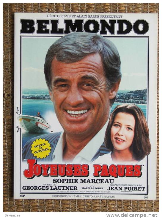 PLAQUETTE - FILM - JOYEUSES PAQUES  - GEORGES LAUTNER - BELMONDO - Cinema Advertisement