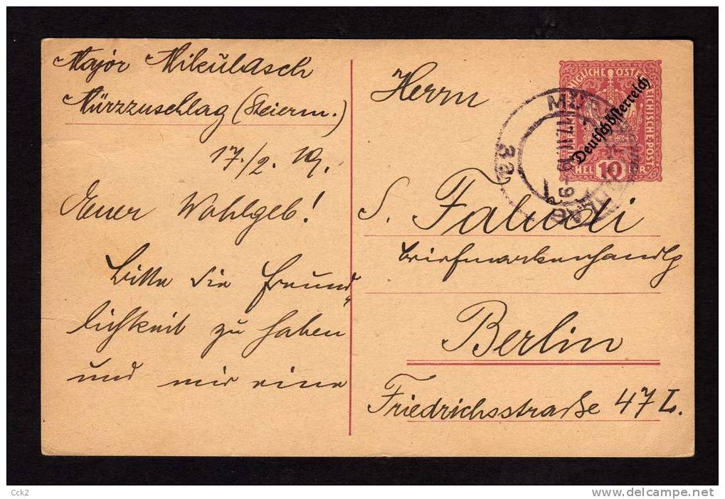 AUSTRIA 10 Heller Post Carte 1919 Used - Sonstige & Ohne Zuordnung