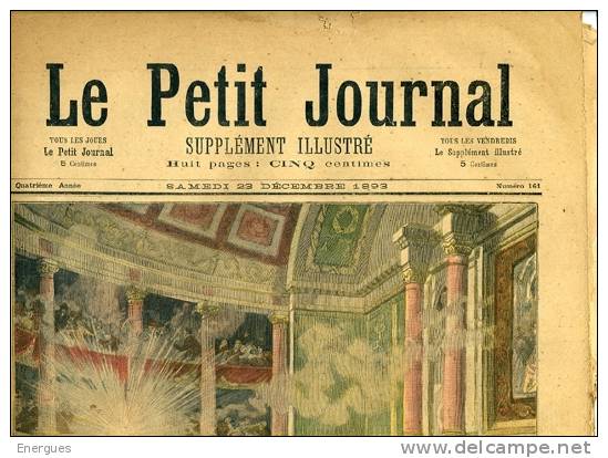 Le Petit Journal,dynamite à La Chambre, Président Dupuy, Algérie - Revues Anciennes - Avant 1900