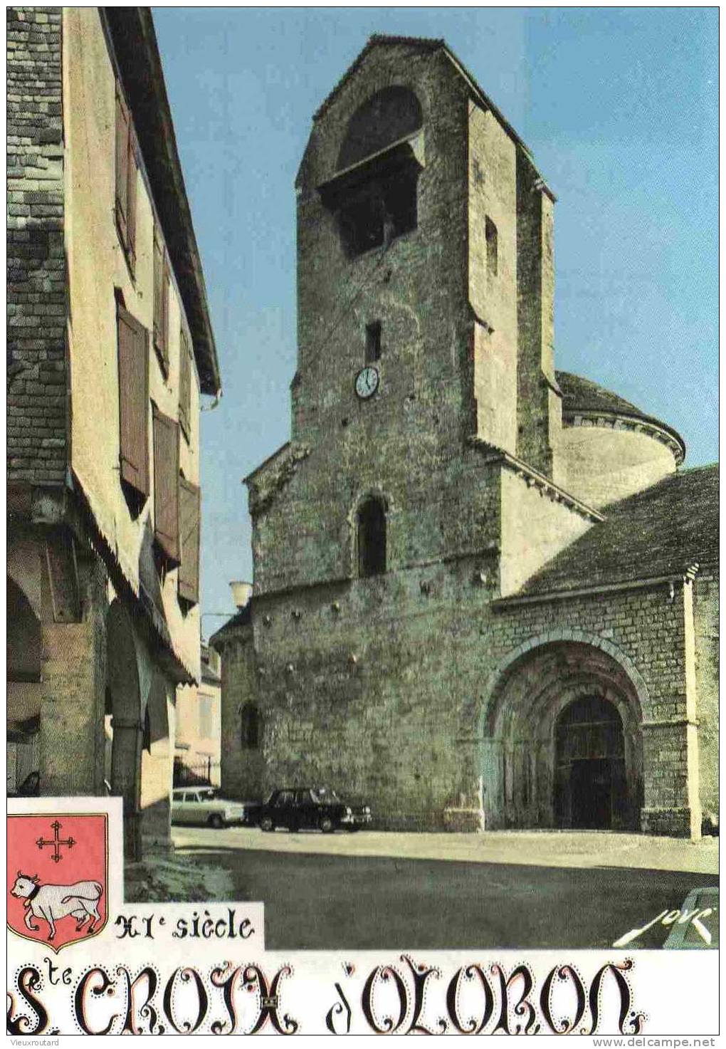 CPSM. OLORON SAINTE MARIE. FACADE DE L'EGLISE STE CROIX. DATEE 1979. - Oloron Sainte Marie