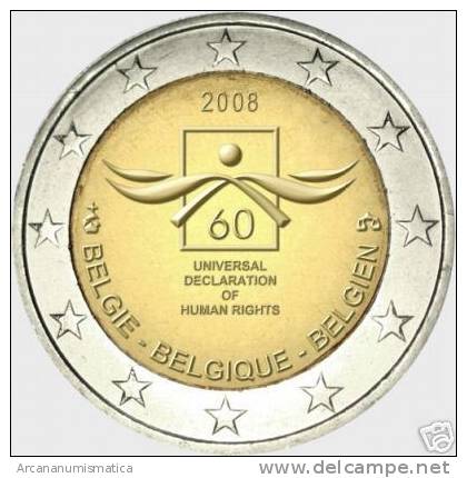 BELGICA  2€ 2.008 SC/UNC  "Human Declaration Of Human Rights"      DL-6304 - Bélgica