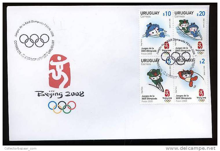 URUGUAY FDC Cover  Beijing Olympic 2008 Cycling - Zomer 2008: Peking