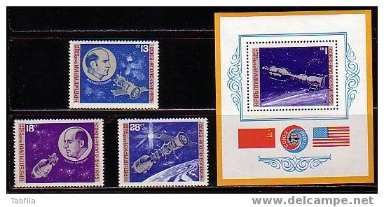 BULGARIE - 1975 - Espace - Soyous - Appolo - 3v Bl.** - Neufs