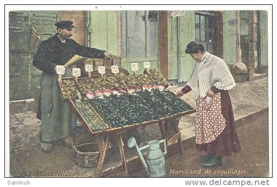 13 // MARSEILLE / MARCHAND DE COQUILLAGE / Colorisée - Old Professions