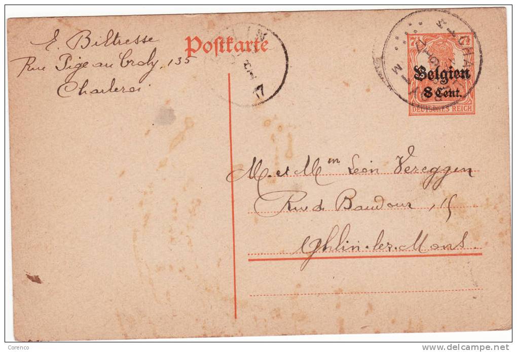 ENTIER POSTAL   1917 - Occupation Allemande