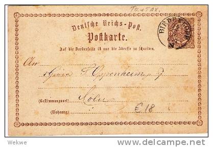 Brs157/ Biedenkopf, Thurn+Taxis-Stempel, 1874 Auf Ganzsache - Sonstige & Ohne Zuordnung