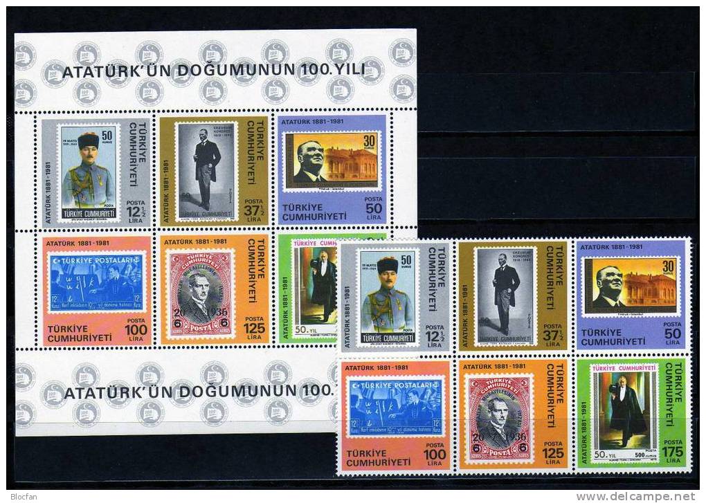 Atatürk Briefmarken Der Türkei Auf Marken Der Türkei 2557/2, ZD Plus Block 19 ** 54€ Stamp On Stamp Sheet From Turkey - Posta Aerea