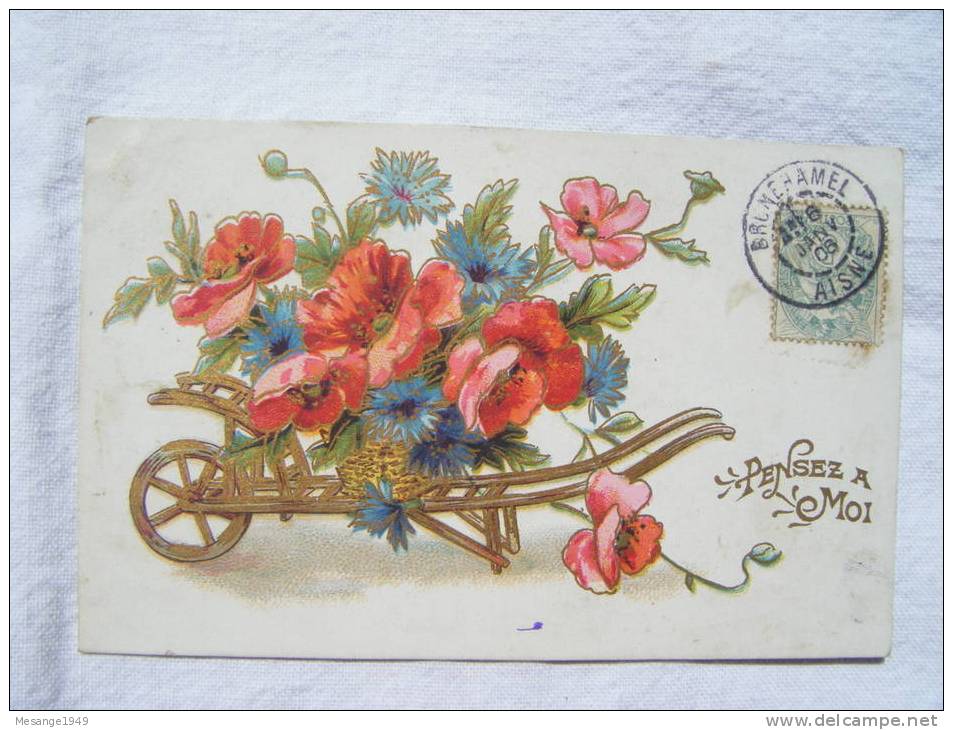 Cpa Brouette De  Fleurs Pensez A Moi Jc Paris                     -2406- - Otros & Sin Clasificación