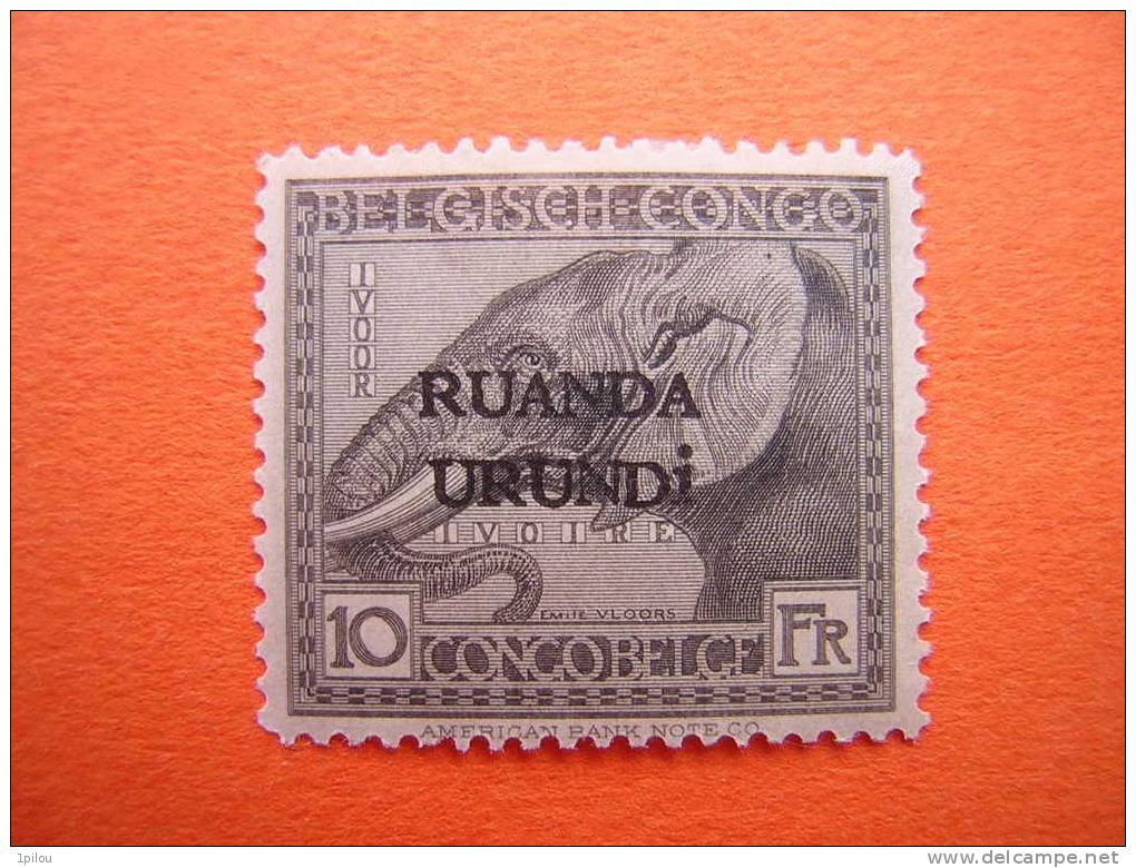 RUANDA-URUNDI.  ELEPHANT. Congo Belge Surchargé. - Ongebruikt