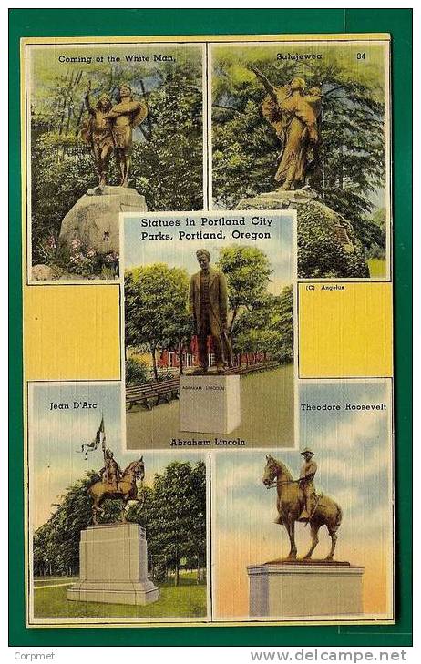 STATUES IN PORTLAND CITY PARKS , OREGON  - UNUSED POSTCARD C/1930´s - Portland