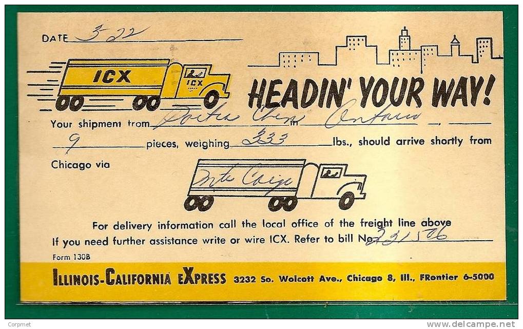 ADVERTISEMENT Vf 1955 ILLINOIS-CALIFORNIA EXPRESS  POSTAL STATIONERY CARD Sent To READING, PENN - 1941-60