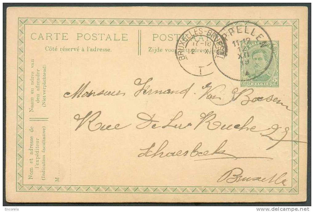 EP Carte 5 Centimes Obl. Sc CAPPELLEN 12-XIII-19 Vers Schaerbeek.  TB - 3507 - Postkarten 1909-1934