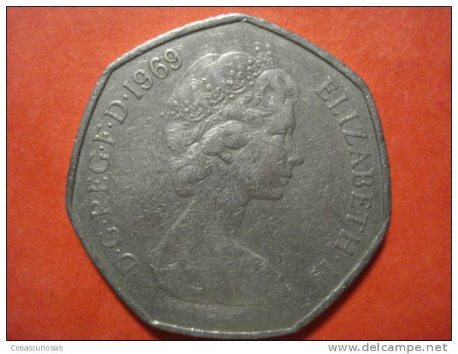 8219  U.K GRAN BRETAÑA   UNITED KINGDOM  50 PENCE   AÑO / YEAR  1969   BC - 50 Pence