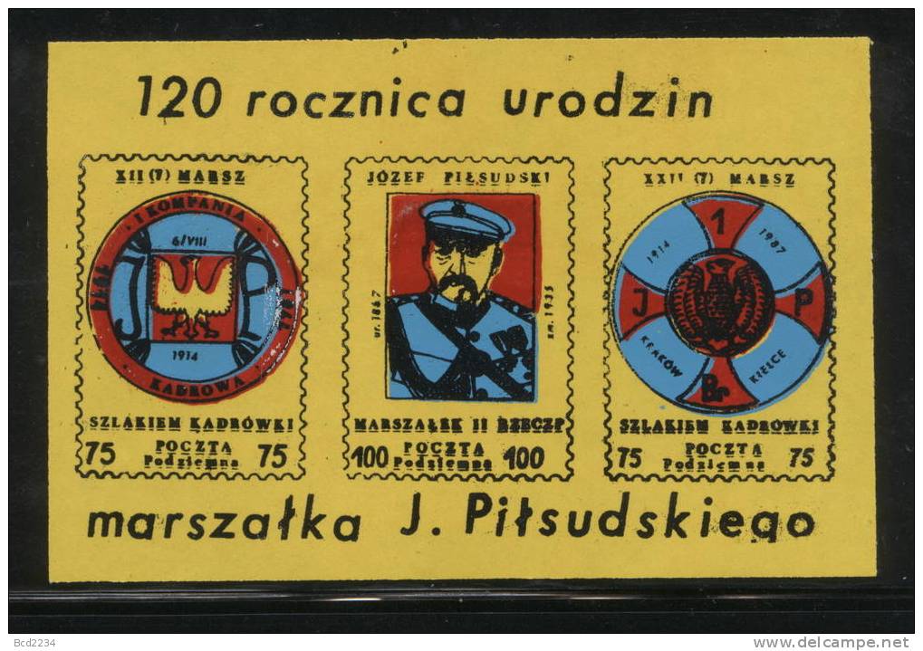 POLAND SOLIDARNOSC 120TH BIRTH ANNIV OF JOZEF PILSUDZKI MS (SOLID01154/0371) - Vignettes Solidarnosc