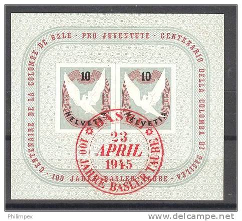 SWITZERLAND, BASEL SHEETLET 1945, USED - Blocks & Sheetlets & Panes