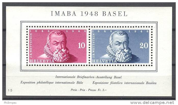 SWITZERLAND, IMABA 1948 NEVER HINGED SPOTS ON GUM IN FRAME - Blocs & Feuillets