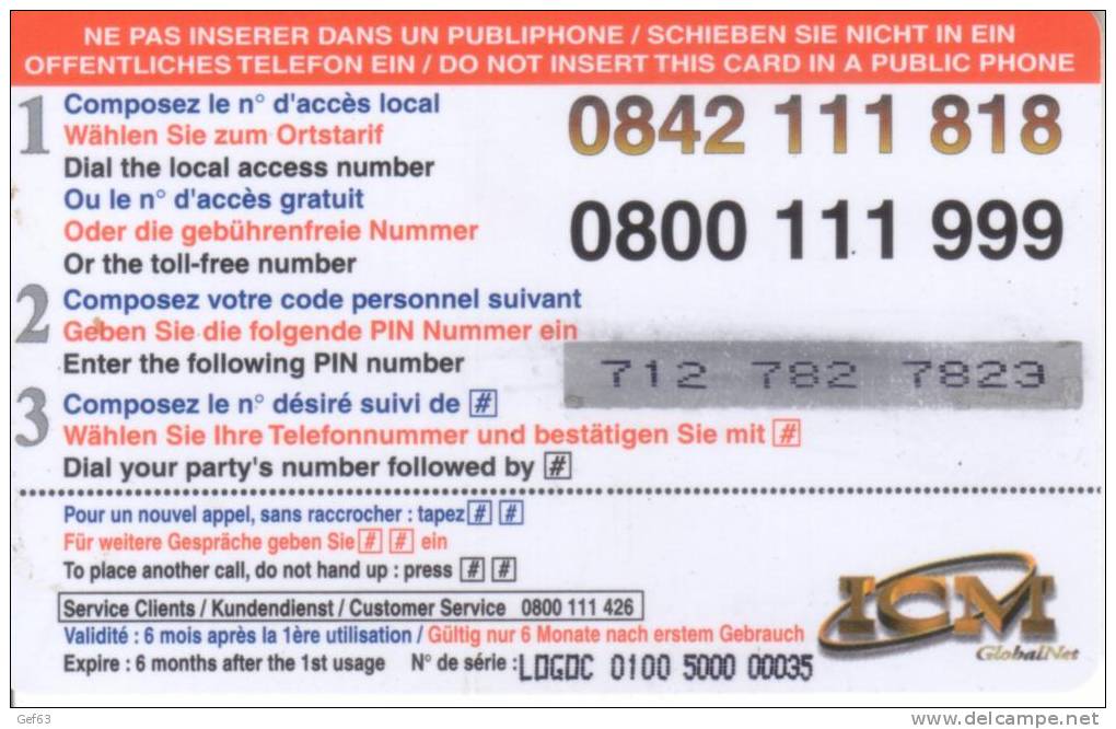 Prepaid Card ICM Global Net - Telekom-Betreiber