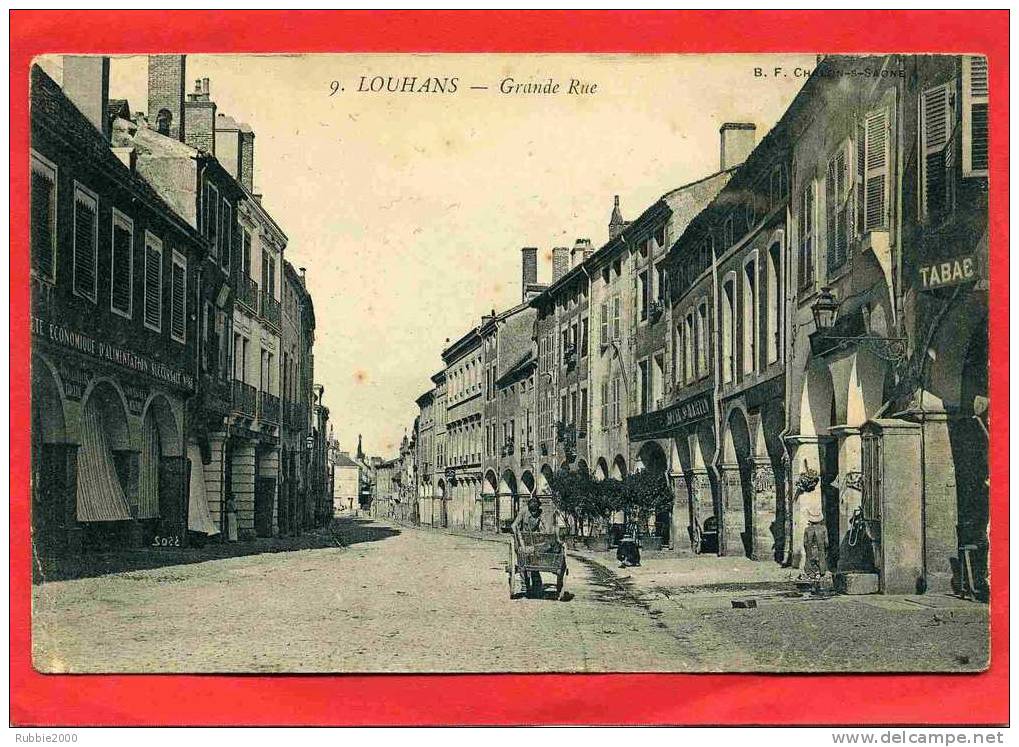 LOUHANS 1907 GRANDE RUE TABAC  ALIMENTATION CARTE EN BON ETAT - Louhans