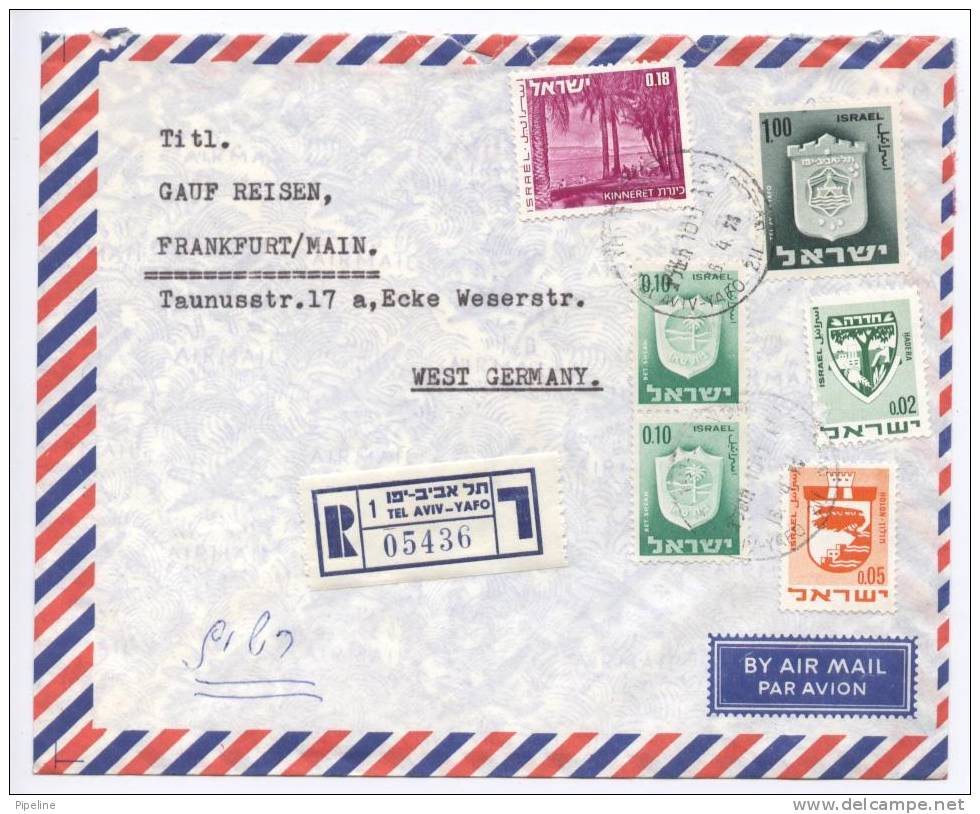 Israel Registered Air Mail Cover Sent To Germany 16-4-1973 - Airmail